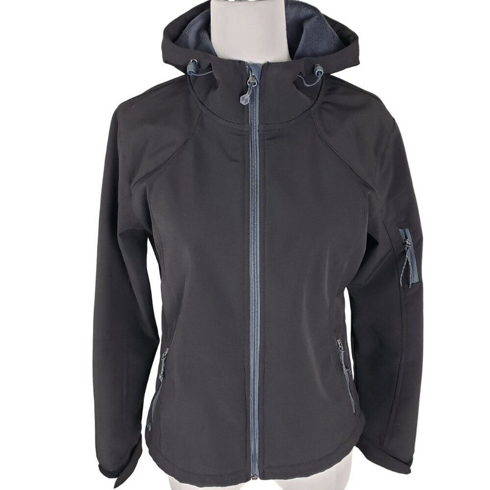 Black Diamond Softshell Jacket Hood Lined Fitted Fleece Unisex S, Like New